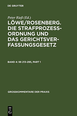 Fester Einband Löwe/Rosenberg. Die Strafprozeßordnung und das Gerichtsverfassungsgesetz / §§ 213-295 von 