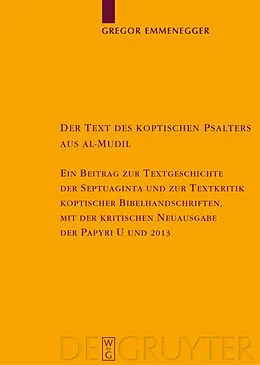 E-Book (pdf) Der Text des koptischen Psalters aus al-Mudil von Gregor Emmenegger