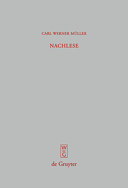 Fester Einband Nachlese von Carl Werner Müller