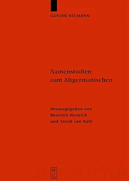 PDF Namenstudien zum Altgermanischen von Günter Neumann