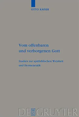 PDF Vom offenbaren und verborgenen Gott von Otto Kaiser