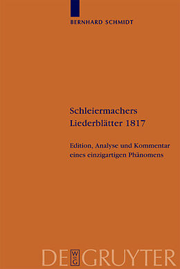 E-Book (pdf) Schleiermachers Liederblätter 1817 von Bernhard Schmidt