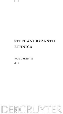 E-Book (pdf) Stephanus von Byzanz: Stephani Byzantii Ethnica / Delta - Iota von 