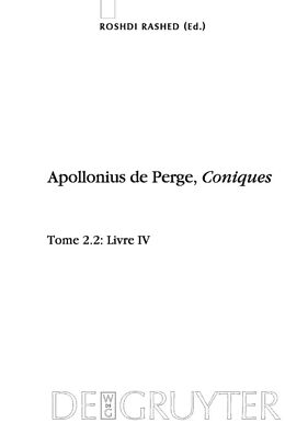eBook (pdf) Apollonius de Perge: Apollonius de Perge, Coniques / Livre IV. Commentaire historique et mathématique, édition et traduction du texte arabe de 