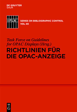 Fester Einband Richtlinien für die OPAC-Anzeige von 