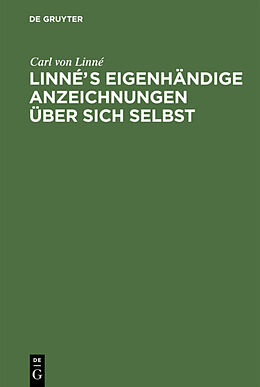 E-Book (pdf) Linnés eigenhändige Anzeichnungen über sich selbst von Carl von Linné