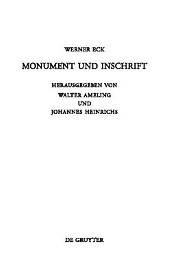 E-Book (pdf) Monument und Inschrift von Werner Eck