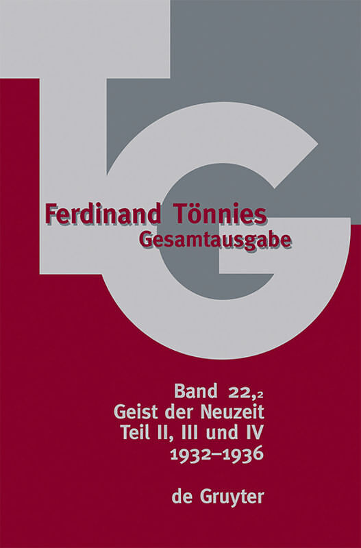 Ferdinand Tönnies: Gesamtausgabe (TG) / 1932-1936