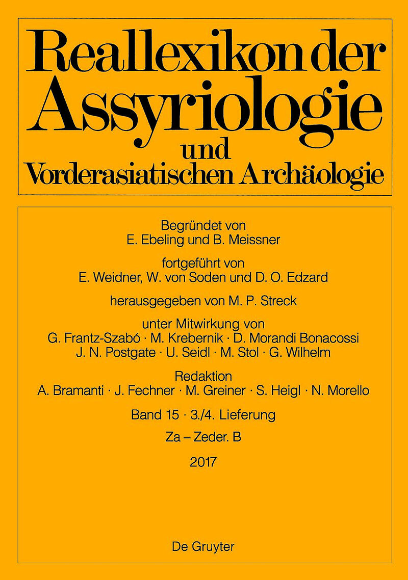 Reallexikon der Assyriologie und Vorderasiatischen Archäologie / Za - Zeder. B