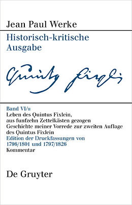 E-Book (epub) Jean Paul: Werke / Leben des Quintus Fixlein, aus funfzehn Zettelkästen gezogen von 