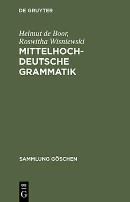 PDF Mittelhochdeutsche Grammatik von Helmut de Boor, Roswitha Wisniewski