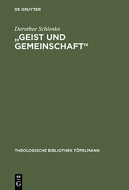 E-Book (pdf) "Geist und Gemeinschaft" von Dorothee Schlenke