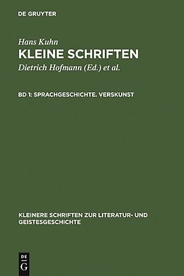 E-Book (pdf) Hans Kuhn: Kleine Schriften / Sprachgeschichte. Verskunst von Hans Kuhn