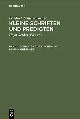 E-Book (pdf) Schriften zur Kirchen- und Bekenntnisfrage von Friedrich Schleiermacher