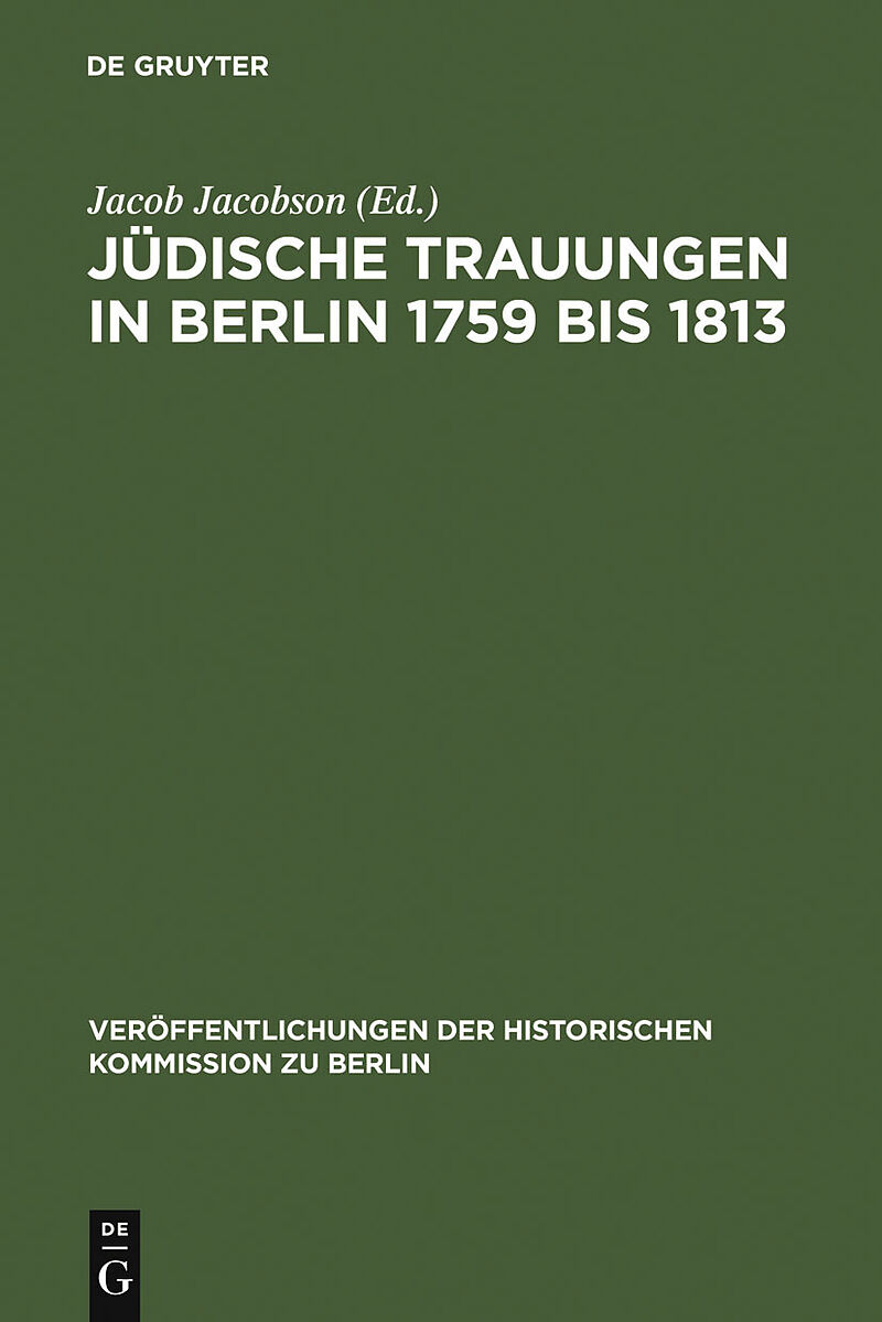 Jüdische Trauungen in Berlin 1759 bis 1813