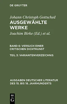 E-Book (pdf) Versuch einer Critischen Dichtkunst. Variantenverzeichnis von Johann Christoph Gottsched