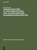 E-Book (pdf) Verzeichnis der althochdeutschen und altsächsischen Glossenhandschriften von Rolf Bergmann