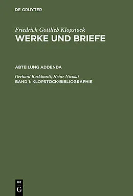 E-Book (pdf) Klopstock-Bibliographie von Gerhard Burkhardt, Heinz Nicolai