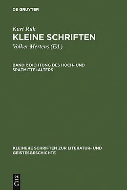 E-Book (pdf) Dichtung des Hoch- und Spätmittelalters von Kurt Ruh