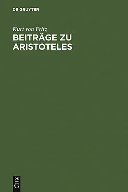 E-Book (pdf) Beiträge zu Aristoteles von Kurt von Fritz