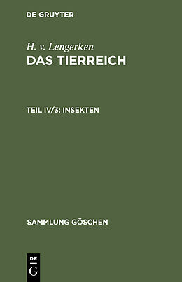 E-Book (pdf) H. v. Lengerken: Das Tierreich / Insekten von H. v. Lengerken
