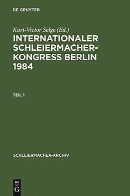 E-Book (pdf) Internationaler Schleiermacher-Kongreß Berlin 1984 von 