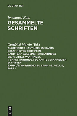 E-Book (pdf) Wortindex zu Band 1-9. A-K, L-Z von Immanuel Kant