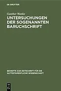 E-Book (pdf) Untersuchungen der sogenannten Baruchschrift von Gunther Wanke
