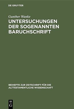E-Book (pdf) Untersuchungen der sogenannten Baruchschrift von Gunther Wanke