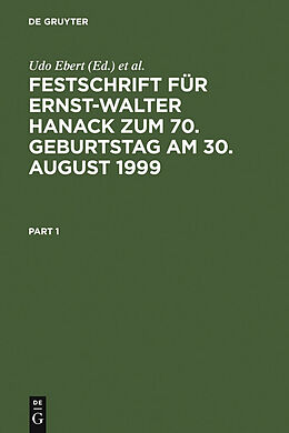 E-Book (pdf) Festschrift für Ernst-Walter Hanack zum 70. Geburtstag am 30. August 1999 von 