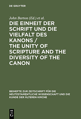eBook (pdf) Die Einheit der Schrift und die Vielfalt des Kanons / The Unity of Scripture and the Diversity of the Canon de 