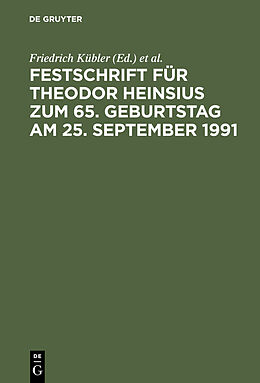 E-Book (pdf) Festschrift für Theodor Heinsius zum 65. Geburtstag am 25. September 1991 von 