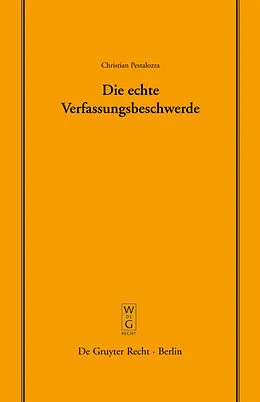 E-Book (pdf) Die echte Verfassungsbeschwerde von Christian Pestalozza