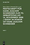 PDF Festschrift für Hans Joachim Schneider zum 70. Geburtstag am 14. November 1998 / Essay in Honor of Hans Joachim Schneider von 