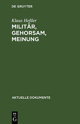 E-Book (pdf) Militär, Gehorsam, Meinung von Klaus Heßler