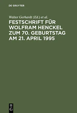 PDF Festschrift für Wolfram Henckel zum 70. Geburtstag am 21. April 1995 von 