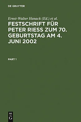 E-Book (pdf) Festschrift für Peter Rieß zum 70. Geburtstag am 4. Juni 2002 von 