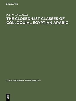 eBook (pdf) The Closed-List Classes of Colloquial Egyptian Arabic de Zaki N. Abdel-Malek