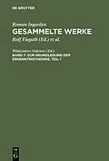 E-Book (pdf) Zur Grundlegung der Erkenntnistheorie von 