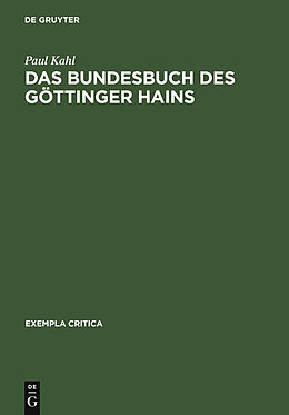 E-Book (pdf) Das Bundesbuch des Göttinger Hains von Paul Kahl