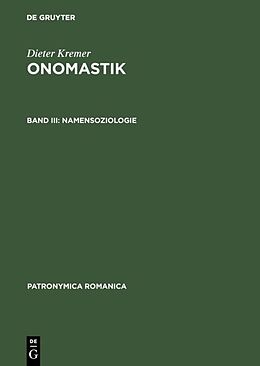 eBook (pdf) Dieter Kremer: Onomastik / Namensoziologie de 