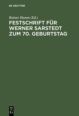 E-Book (pdf) Festschrift für Werner Sarstedt zum 70. Geburtstag von 