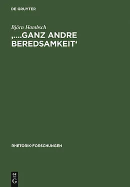 E-Book (pdf) '....ganz andre Beredsamkeit' von Björn Hambsch