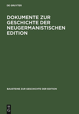 E-Book (pdf) Dokumente zur Geschichte der neugermanistischen Edition von 