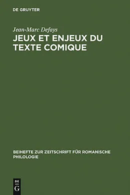PDF Jeux et enjeux du texte comique von Jean-Marc Defays