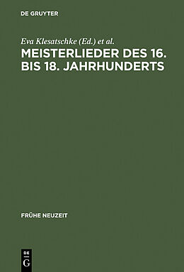 E-Book (pdf) Meisterlieder des 16. bis 18. Jahrhunderts von 