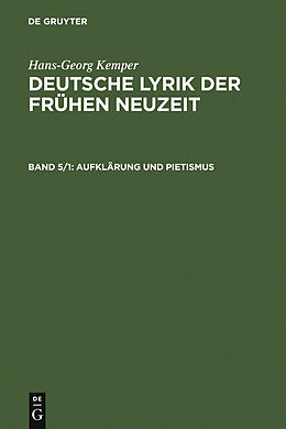 E-Book (pdf) Hans-Georg Kemper: Deutsche Lyrik der frühen Neuzeit / Aufklärung und Pietismus von Hans-Georg Kemper