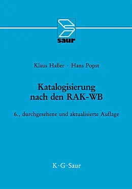 E-Book (pdf) Katalogisierung nach den RAK-WB von Klaus Haller, Hans Popst
