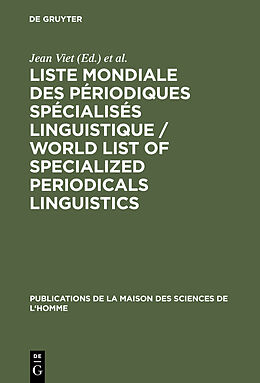 Livre Relié Liste mondiale des périodiques spécialisés linguistique / World List of Specialized Periodicals Linguistics de 
