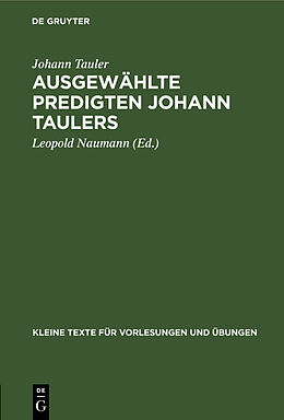 Fester Einband Ausgewählte Predigten Johann Taulers von Johann Tauler